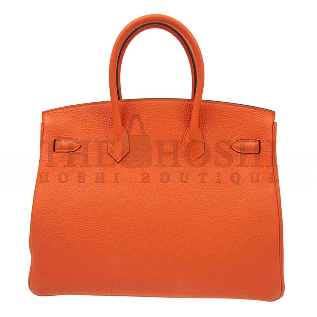 H**me5 BIRKIN 25 TOGO LEATHER ORANGE SILVER BUCKLE BAG 521791 (25*20*13cm) Master Quality